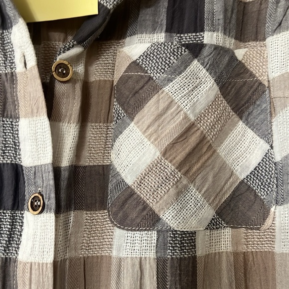 a’ reve Taupe Plaid Midi-Tunic with lace NWT - Picture 5 of 8